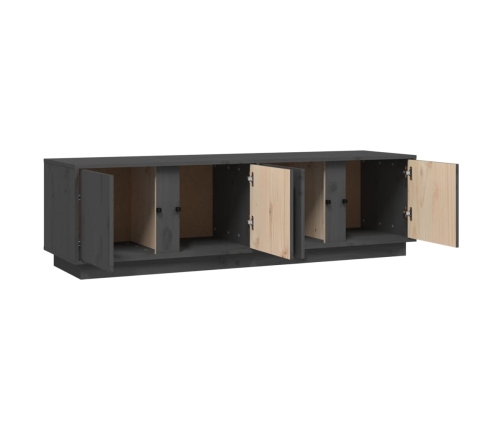 Mueble de TV madera maciza de pino gris 140x40x40 cm