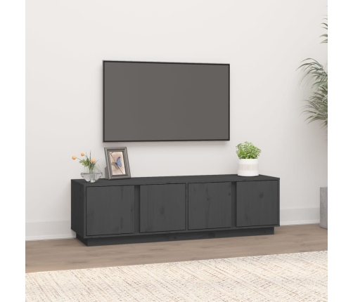 Mueble de TV madera maciza de pino gris 140x40x40 cm