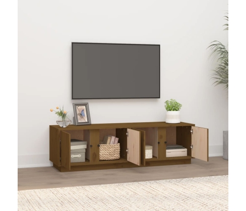 vidaXL Mueble de TV madera maciza de pino marrón miel 140x40x40 cm