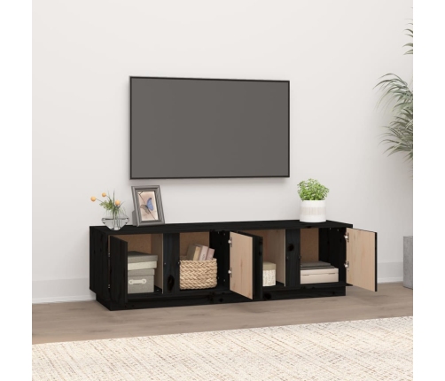 vidaXL Mueble de TV madera maciza de pino negro 140x40x40 cm