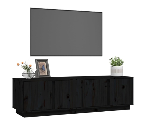 vidaXL Mueble de TV madera maciza de pino negro 140x40x40 cm