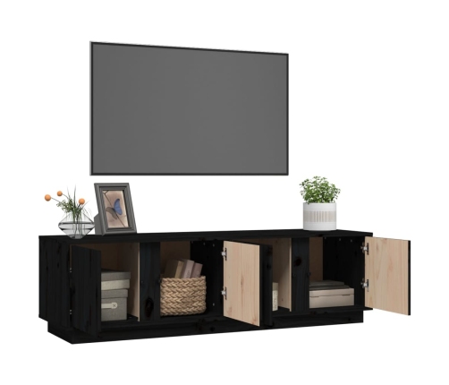 vidaXL Mueble de TV madera maciza de pino negro 140x40x40 cm