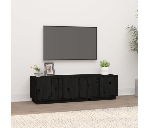 vidaXL Mueble de TV madera maciza de pino negro 140x40x40 cm