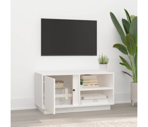 Mueble de TV madera maciza de pino blanco 80x35x40,5 cm