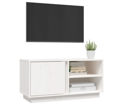 Mueble de TV madera maciza de pino blanco 80x35x40,5 cm