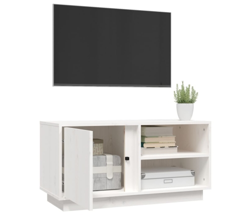 Mueble de TV madera maciza de pino blanco 80x35x40,5 cm