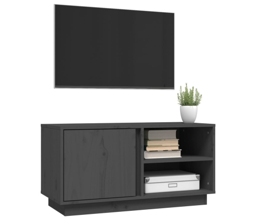 Mueble de TV madera maciza de pino gris 80x35x40,5 cm