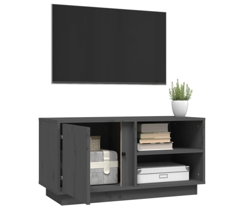 Mueble de TV madera maciza de pino gris 80x35x40,5 cm