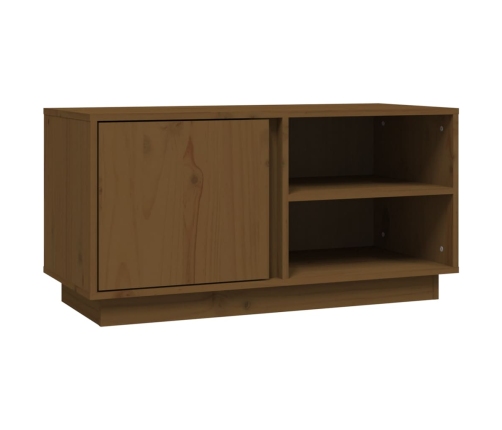 Mueble de TV madera maciza de pino marrón miel 80x35x40,5 cm