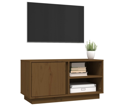 Mueble de TV madera maciza de pino marrón miel 80x35x40,5 cm