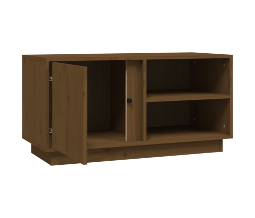 Mueble de TV madera maciza de pino marrón miel 80x35x40,5 cm