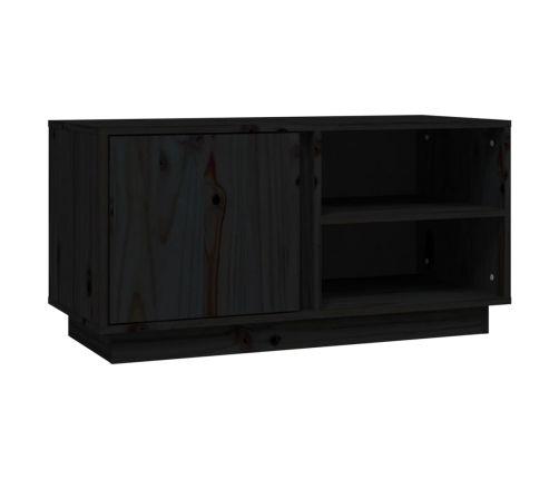 Mueble de TV madera maciza de pino negro 80x35x40,5 cm