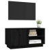 Mueble de TV madera maciza de pino negro 80x35x40,5 cm