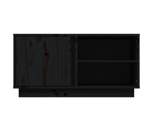 Mueble de TV madera maciza de pino negro 80x35x40,5 cm