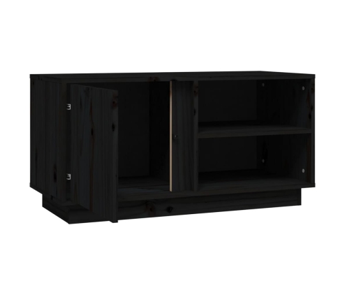 Mueble de TV madera maciza de pino negro 80x35x40,5 cm