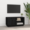 Mueble de TV madera maciza de pino negro 80x35x40,5 cm