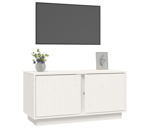 Mueble de TV madera maciza de pino blanco 80x35x40,5 cm