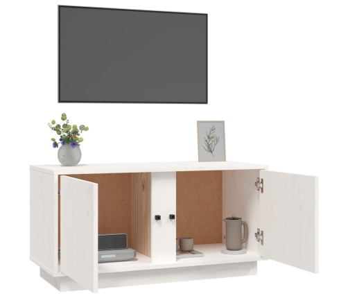 Mueble de TV madera maciza de pino blanco 80x35x40,5 cm