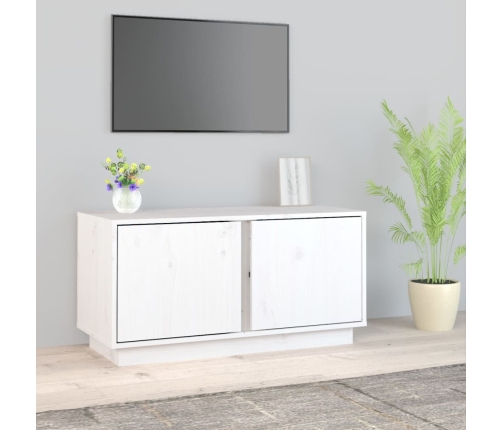 Mueble de TV madera maciza de pino blanco 80x35x40,5 cm