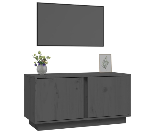 Mueble de TV madera maciza de pino gris 80x35x40,5 cm