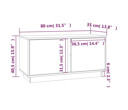 Mueble de TV madera maciza de pino gris 80x35x40,5 cm