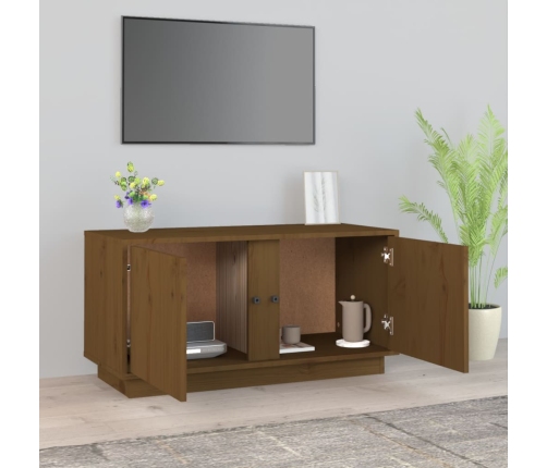 Mueble de TV madera maciza de pino marrón miel 80x35x40,5 cm