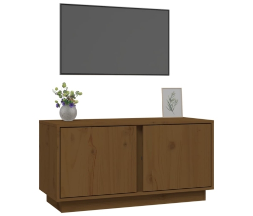 Mueble de TV madera maciza de pino marrón miel 80x35x40,5 cm