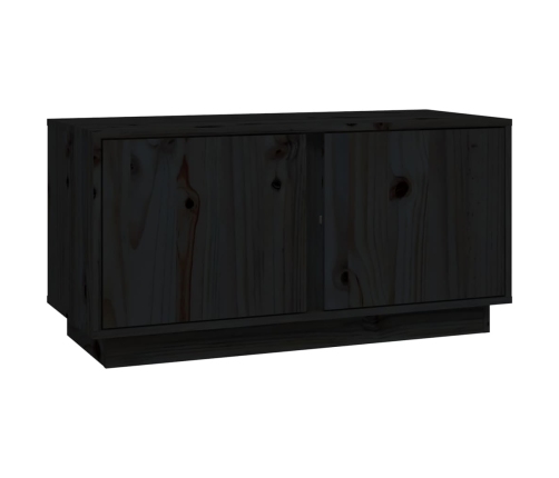 Mueble de TV madera maciza de pino negro 80x35x40,5 cm