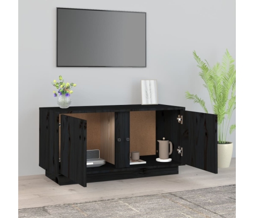 Mueble de TV madera maciza de pino negro 80x35x40,5 cm