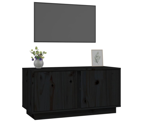 Mueble de TV madera maciza de pino negro 80x35x40,5 cm