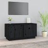 Mueble de TV madera maciza de pino negro 80x35x40,5 cm