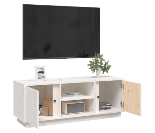 vidaXL Mueble de TV madera maciza de pino blanco 110x35x40,5 cm