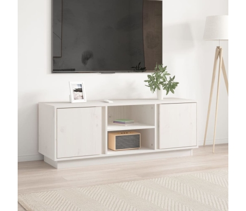 vidaXL Mueble de TV madera maciza de pino blanco 110x35x40,5 cm