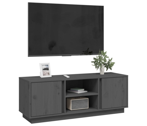 vidaXL Mueble de TV madera maciza de pino gris 110x35x40,5 cm