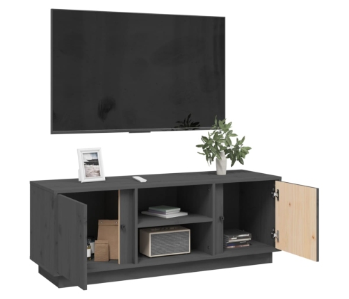 vidaXL Mueble de TV madera maciza de pino gris 110x35x40,5 cm