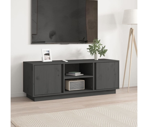 vidaXL Mueble de TV madera maciza de pino gris 110x35x40,5 cm