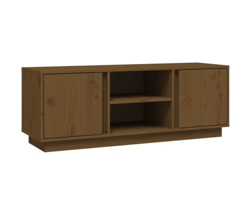 Mueble de TV madera maciza de pino marrón miel 110x35x40,5 cm