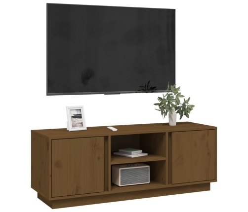 Mueble de TV madera maciza de pino marrón miel 110x35x40,5 cm