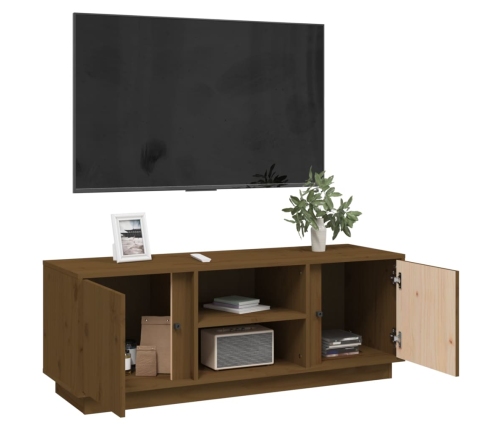 Mueble de TV madera maciza de pino marrón miel 110x35x40,5 cm