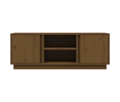 Mueble de TV madera maciza de pino marrón miel 110x35x40,5 cm