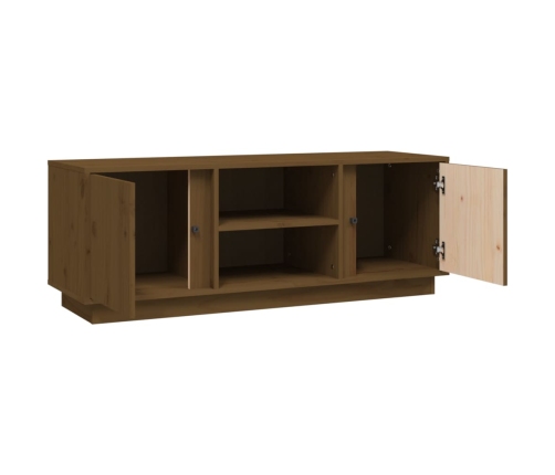 Mueble de TV madera maciza de pino marrón miel 110x35x40,5 cm