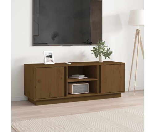 Mueble de TV madera maciza de pino marrón miel 110x35x40,5 cm