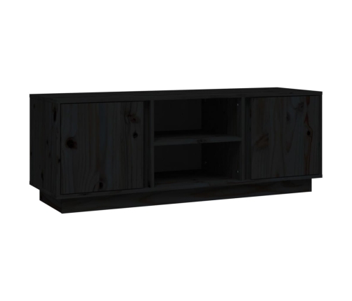 Mueble de TV madera maciza de pino negro 110x35x40,5 cm