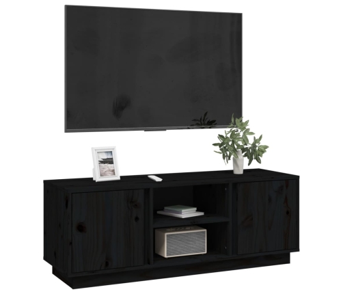 Mueble de TV madera maciza de pino negro 110x35x40,5 cm