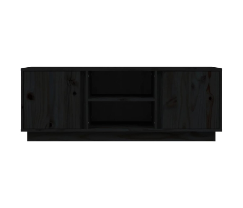 Mueble de TV madera maciza de pino negro 110x35x40,5 cm