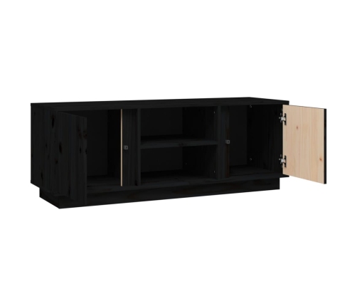 Mueble de TV madera maciza de pino negro 110x35x40,5 cm