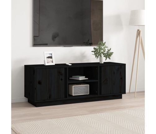 Mueble de TV madera maciza de pino negro 110x35x40,5 cm