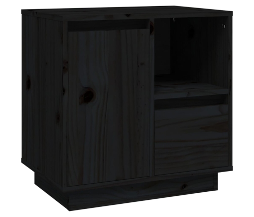 Mesita de noche madera maciza de pino negro 50x34x50 cm