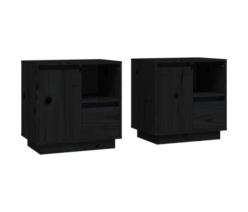 vidaXL Mesitas de noche 2 uds madera maciza de pino negro 50x34x50 cm