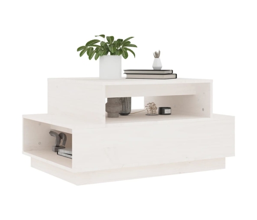 Mesa de centro madera maciza de pino blanco 80x55x40,5 cm